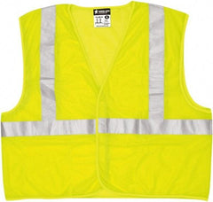 MCR Safety - Size L Flame Resistant/Retardant Lime Mesh General Purpose Vest - 24.4" Chest, Hook & Loop Closure, 3 Pockets, Polyester - Americas Industrial Supply