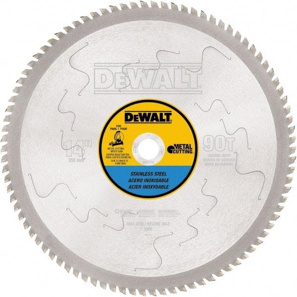 DeWALT - 14" Diam, 1" Arbor Hole Diam, 90 Tooth Wet & Dry Cut Saw Blade - Carbide-Tipped, Standard Round Arbor - Americas Industrial Supply