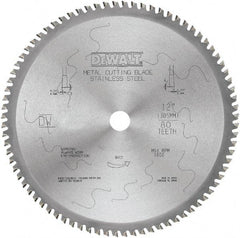 DeWALT - 12" Diam, 1" Arbor Hole Diam, 80 Tooth Wet & Dry Cut Saw Blade - Carbide-Tipped, Standard Round Arbor - Americas Industrial Supply