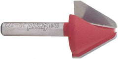 Freud - 1" Cut Diam, 3/4" Length of Cut, 0 Flute Lettering Edge Profile Router Bit - Carbide-Tipped, 1/4" Shank Diam, 2" OAL, Proprietary Coating - Americas Industrial Supply