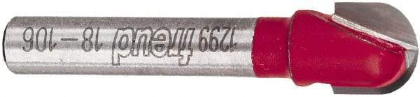 Freud - 3/8" Cut Diam, 3/8" Length of Cut, 0 Flute Round Nose Edge Profile Router Bit - Carbide-Tipped, 1/4" Shank Diam, 1-13/16" OAL, Proprietary Coating - Americas Industrial Supply