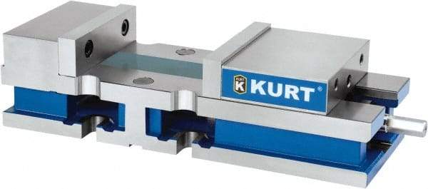 Kurt - 8" Jaw Width, 10-1/4" Jaw Opening Capacity, Horizontal Stationary Machine Vise - Manual Operation, 1 Station, 24" Long x 6" High x 1" Deep, 6" Jaw Height, 100 Lb Max Clamp Force, Ductile Iron - Americas Industrial Supply