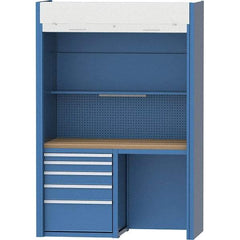 LISTA - 60-1/4 Wide x 29-3/4" Deep x 91-1/2" High, Butcher Block Workstation - Fixed Legs, Classic Blue - Americas Industrial Supply