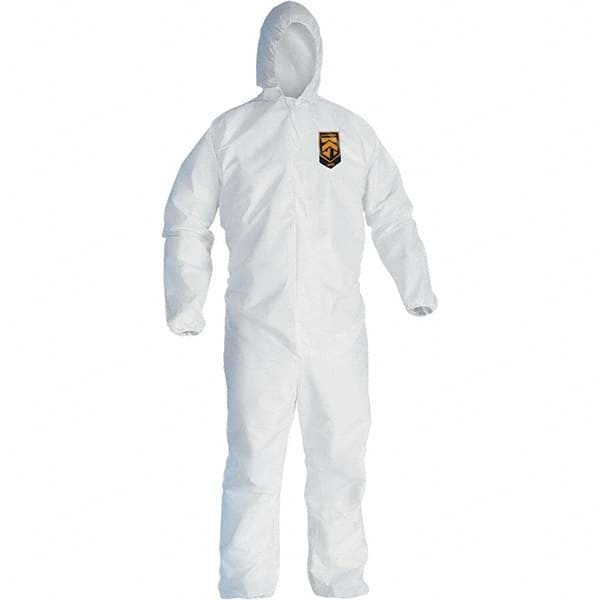 KleenGuard - Size XL Film Laminate General Purpose Coveralls - White, Zipper Closure, Elastic Cuffs, Elastic Ankles, Serged Seams - Americas Industrial Supply