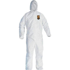 KleenGuard - Size S Film Laminate General Purpose Coveralls - White, Zipper Closure, Elastic Cuffs, Elastic Ankles, Serged Seams - Americas Industrial Supply