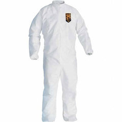 KleenGuard - Size M Film Laminate General Purpose Coveralls - White, Zipper Closure, Elastic Cuffs, Elastic Ankles, Serged Seams - Americas Industrial Supply