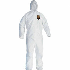 KleenGuard - Size 5X/6XL Film Laminate General Purpose Coveralls - White, Zipper Closure, Elastic Cuffs, Elastic Ankles, Serged Seams - Americas Industrial Supply