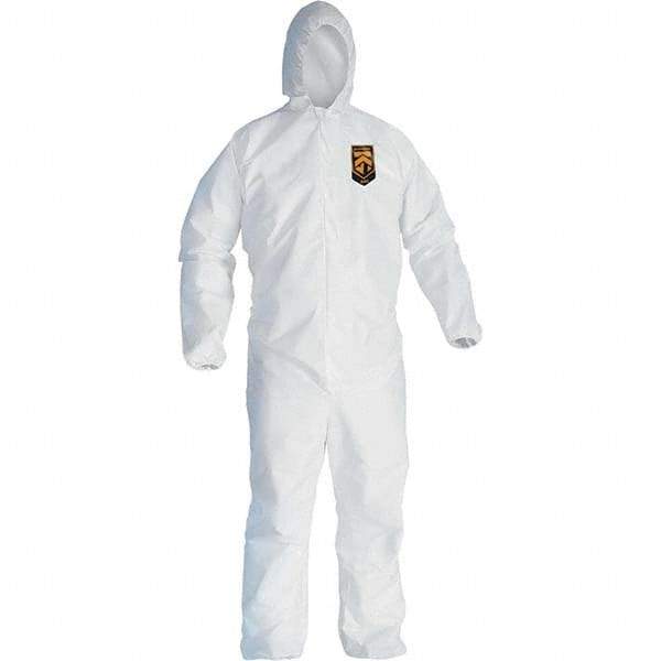 KleenGuard - Size 3XL Film Laminate General Purpose Coveralls - White, Zipper Closure, Elastic Cuffs, Elastic Ankles, Serged Seams - Americas Industrial Supply
