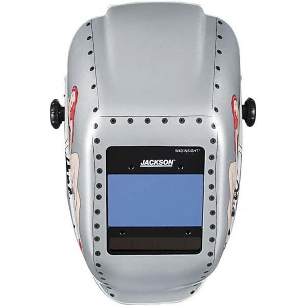 Jackson Safety - 2.36" Window Width x 3.93" Window Height, 9 to 13 Shade Auto-Darkening Lens, Fixed Front Welding Helmet - Graphics on Helmet Arc Angel Design, Thermoplastic Green Lens - Americas Industrial Supply