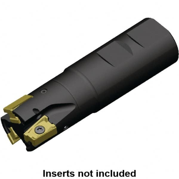 Kennametal - 1-1/2" Cut Diam, 15.5mm Max Depth of Cut, 1-1/4" Shank Diam, 4.53" OAL, Indexable Square Shoulder End Mill - LNGU15T608SRGE Inserts, Weldon Shank, 0° Lead Angle, Series MILL 4-15 - Americas Industrial Supply