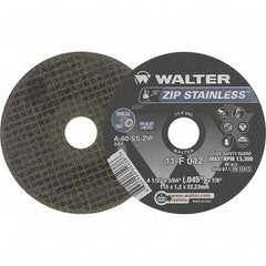 WALTER Surface Technologies - 4-1/2" Aluminum Oxide Cutoff Wheel - 0.045" Thick, 7/8" Arbor, 13,300 Max RPM, Use with Angle Grinders - Americas Industrial Supply