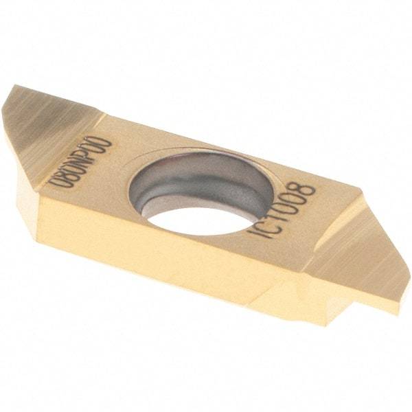 Iscar - SCIR22080 P IC1008 Grade, 0.0315" Cutting Width, Carbide Cutoff Insert - Neutral Lead Angle, TiAlN/TiN Coated, Single End - Americas Industrial Supply