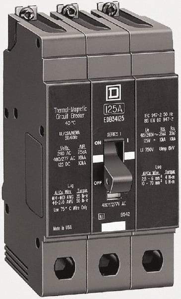 Square D - 30 Amp, 480Y/277 V, 3 Pole, Bolt On Miniature Circuit Breaker - 65 kA Breaking Capacity, 12, 14 AWG - Americas Industrial Supply