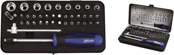 VEGA Industries - 39 Piece, 1/4" Drive Screwdriver Bit Set - #1 to #3 Phillips, 5/64 to 1/4" Hex, T10 to T40 Torx, #1 to #3 Square Recess - Americas Industrial Supply