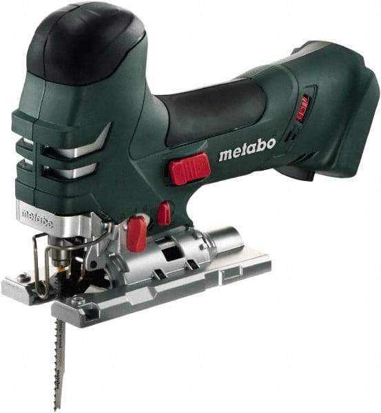 Metabo - 18 Volt, 3,000 SPM, 5-1/4" Stroke Length, Lithium-Ion Cordless Jigsaw - 45° Cutting Angle, Series M18 - Americas Industrial Supply