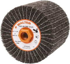 WALTER Surface Technologies - 4-1/2" Diam, 80 Grit Aluminum Oxide Unmounted Flap Wheel - 5/8" Hole, 5/8-11 Thread, 4" Wide, Nonwoven & Coated, Fine Grade, 3,800 Max RPM - Americas Industrial Supply