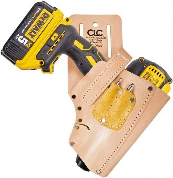 CLC - Drill/Impact Driver Holster with 3 Pockets - Leather, Natural (Color) - Americas Industrial Supply