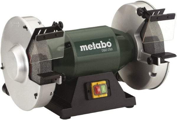 Metabo - 10" Wheel Diam x 1-1/2" Wheel Width, 1-1/2 hp Bench Grinder - 1-1/2" Arbor Hole Diam, 1 Phase, 1,780 Max RPM, 120 Volts - Americas Industrial Supply