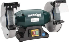 Metabo - 8" Wheel Diam x 1" Wheel Width, 1-1/4 hp Bench Grinder - 1-1/4" Arbor Hole Diam, 1 Phase, 3,570 Max RPM, 120 Volts - Americas Industrial Supply