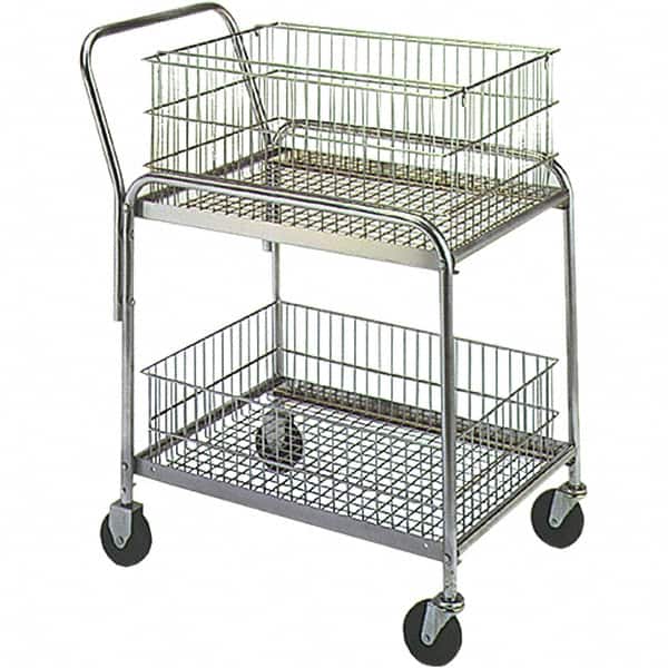 Wesco Industrial Products - 200 Lb Capacity, 20" Wide x 33" Long x 37-1/2" High Mail Cart - 2 Shelf, Steel, Hard Rubber Casters - Americas Industrial Supply