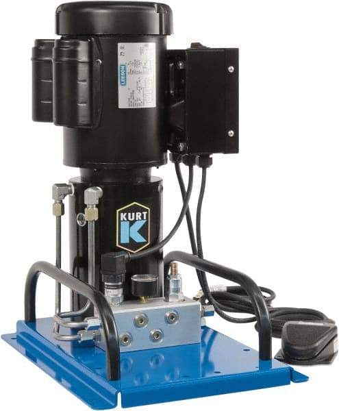 Kurt - 5,000 psi Air-Hydraulic Pump & Jack - Use with Single Acting Cylinders, Advance, Hold & Retract - Americas Industrial Supply