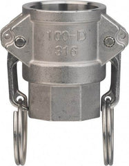 Value Collection - 4" Stainless Steel Cam & Groove Suction & Discharge Hose Female Coupler Female NPT Thread - Part D, 4" Thread, 400 Max psi - Americas Industrial Supply