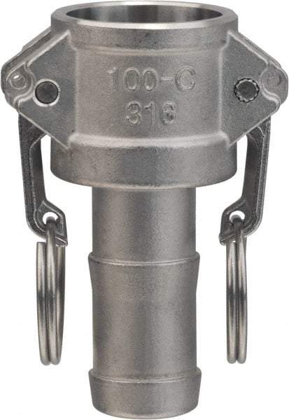 Value Collection - 4" Stainless Steel Cam & Groove Suction & Discharge Hose Female Coupler Hose Shank - Part C, 400 Max psi - Americas Industrial Supply