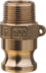 Value Collection - 4" Brass Cam & Groove Suction & Discharge Hose Male Adapter Male NPT Thread - Part F, 4" Thread, 400 Max psi - Americas Industrial Supply