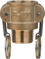 Value Collection - 1-1/2" Brass Cam & Groove Suction & Discharge Hose Female Coupler Male NPT Thread - Part B, 1-1/2" Thread, 1,000 Max psi - Americas Industrial Supply