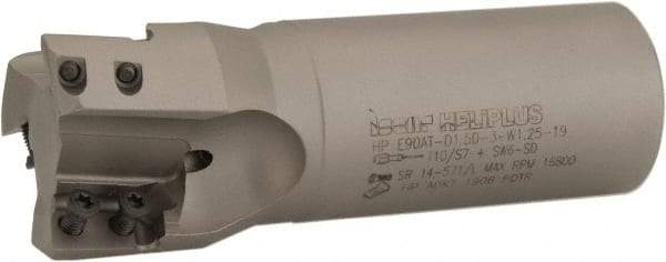 Iscar - 1-1/2" Cut Diam, 0.709" Max Depth of Cut, 1-1/4" Shank Diam, 4" OAL, Indexable Square Shoulder End Mill - HP AD.. 1906.. Inserts, Weldon Shank, 90° Lead Angle, Through Coolant, Series Heliplus - Americas Industrial Supply