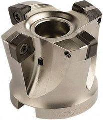 Seco - 5 Inserts, 3.937" Cutter Diam, 0.0787" Max Depth of Cut, Indexable High-Feed Face Mill - 1.2598" Arbor Hole Diam, 0.5669" Keyway Width, 1.9685" High, SCE.. 1206.. Inserts - Americas Industrial Supply