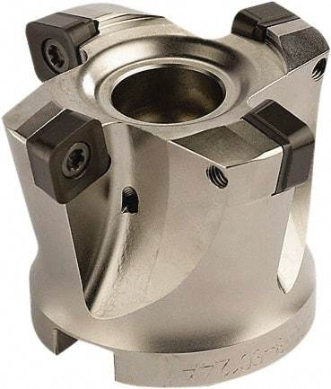 Seco - 5 Inserts, 3.1496" Cutter Diam, 0.0787" Max Depth of Cut, Indexable High-Feed Face Mill - 1.063" Arbor Hole Diam, 0.4882" Keyway Width, 1.9685" High, SCE.. 1206.. Inserts - Americas Industrial Supply