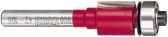 Freud - 1/2" Cut Diam, 1/2" Length of Cut, 8 Flute Flush Trim Edge Profile Router Bit - Carbide-Tipped, 1/4" Shank Diam, 2-1/8" OAL, Proprietary Coating - Americas Industrial Supply