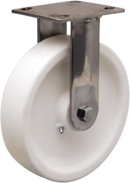 Hamilton - 8" Diam x 2" Wide x 9-1/2" OAH Top Plate Mount Rigid Caster - Polyolefin, 800 Lb Capacity, Delrin Bearing, 4 x 4-1/2" Plate - Americas Industrial Supply
