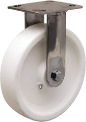 Hamilton - 8" Diam x 2" Wide x 9-1/2" OAH Top Plate Mount Rigid Caster - Polyolefin, 800 Lb Capacity, Delrin Bearing, 4 x 4-1/2" Plate - Americas Industrial Supply