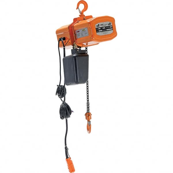 Vestil - 1/2 Ton Capacity, 20.5 FPM Lift Speed, 230 Volt, Electric Chain Hoist - 1.08 Output hp, 15' Max Lift - Americas Industrial Supply