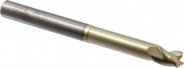 Accupro - 3/8", 3 Flute, Single End, Solid Carbide, 0.015" Corner Radius End Mill - 4" OAL, 37° Helix, Right Hand Flute, 1/2" LOC, Right Hand Cut, 2-3/8" Extended Reach - Americas Industrial Supply