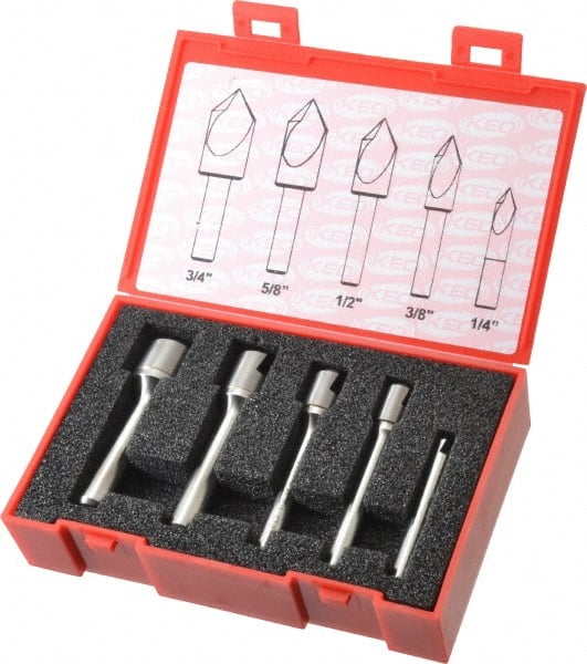 Keo - 5 Piece, 1/4 to 3/4" Head Diam, 90° Included Angle, Single End Countersink Set - Americas Industrial Supply