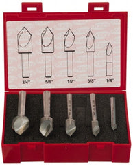 Keo - 5 Piece, 1/4 to 3/4" Head Diam, 100° Included Angle, Single End Countersink Set - Americas Industrial Supply