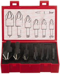 Keo - 7 Piece, 1/4 to 1" Head Diam, 100° Included Angle, Single End Countersink Set - Americas Industrial Supply
