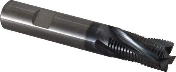 Kennametal - 14mm Diam, Fine Pitch, 25.6mm LOC, 4 Flute Solid Carbide Corner Chamfer Roughing End Mill - AlTiN Finish, 83mm OAL, 14mm Shank Diam, Centercutting, 20° Helix - Americas Industrial Supply