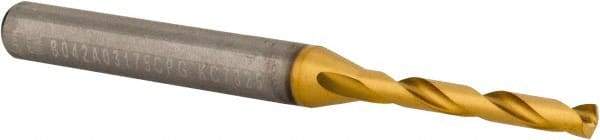 Kennametal - 1/8" 140° Solid Carbide Jobber Drill - Multilayer TiAlN Finish, Right Hand Cut, Spiral Flute, Whistle Notch Shank - Americas Industrial Supply