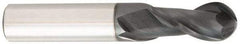 OSG - 5/8" Diam, 1-1/4" LOC, 2 Flute Solid Carbide Ball End Mill - TiAlN Finish, Single End, 3-1/2" OAL, 5/8" Shank Diam, Spiral Flute - Americas Industrial Supply