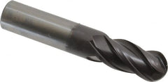 OSG - 16mm Diam, 32mm LOC, 4 Flute Solid Carbide Ball End Mill - TiAlN Finish, Single End, 89mm OAL, 16mm Shank Diam, Spiral Flute - Americas Industrial Supply