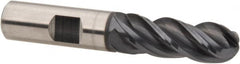 OSG - 5/16" Diam, 3/4" LOC, 4 Flute Solid Carbide Ball End Mill - TiAlN Finish, Single End, 2-1/2" OAL, 5/16" Shank Diam, Spiral Flute - Americas Industrial Supply