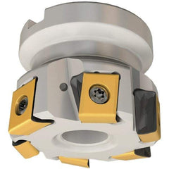Iscar - 9 Inserts, 5" Cut Diam, 1-1/2" Arbor Diam, 0.492" Max Depth of Cut, Indexable Square-Shoulder Face Mill - 0/90° Lead Angle, 2" High, T490 LN.T 1306 Insert Compatibility, Through Coolant, Series Helitang - Americas Industrial Supply