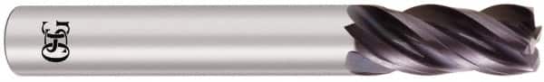 OSG - 1", 4 Flute, Single End, Solid Carbide, 0.09" Corner Radius End Mill - 4" OAL, Right Hand Flute, 1-1/2" LOC, Right Hand Cut - Americas Industrial Supply