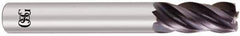 OSG - 1", 4 Flute, Single End, Solid Carbide, 0.09" Corner Radius End Mill - 4" OAL, Right Hand Flute, 1-1/2" LOC, Right Hand Cut - Americas Industrial Supply