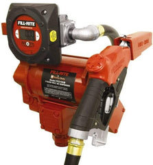 Tuthill - 35 GPM, 1" Hose Diam, AC High Flow Tank Pump with Automatic Nozzle & 900D Meter - 1-1/4" Inlet, 1" Outlet, 115/230 Volts, 18' Hose Length, 3/4 hp - Americas Industrial Supply