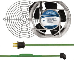 Made in USA - 115 Volts, AC, 240 CFM, Oval Tube Axial Fan Kit - 0.46 Amp Rating, Includes Fan, Fan Filter, 151mm High x 172mm Wide x 51mm Deep, Thermostatically Controlled Fan Cord - Americas Industrial Supply